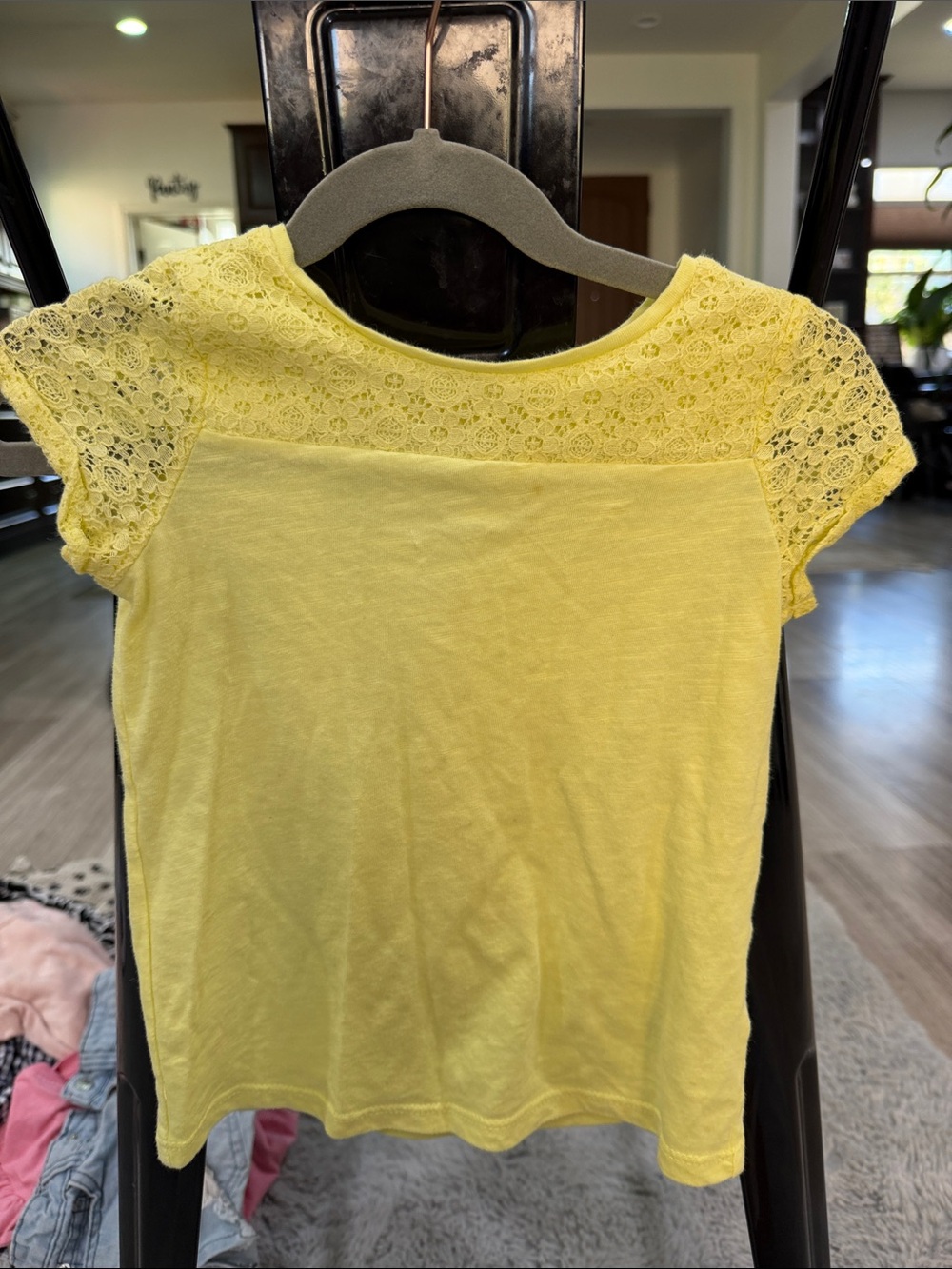 Cherokee Lemon Lace-Yoke Short Sleeve Tee